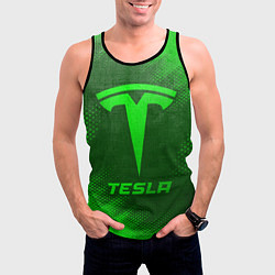 Майка-безрукавка мужская Tesla - green gradient, цвет: 3D-черный — фото 2