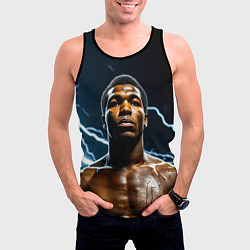 Майка-безрукавка мужская Мухаммед Али и молния, цвет: 3D-черный — фото 2