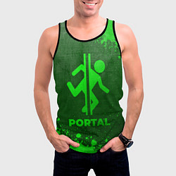 Майка-безрукавка мужская Portal - green gradient, цвет: 3D-черный — фото 2