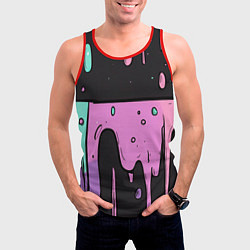 Майка-безрукавка мужская Стекающая краска текстура, цвет: 3D-красный — фото 2