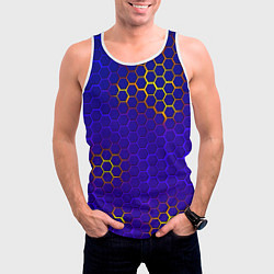 Майка-безрукавка мужская Неоновые соты броня, цвет: 3D-белый — фото 2