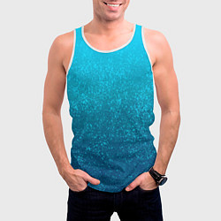 Майка-безрукавка мужская Лазурный голубой текстурный градиент, цвет: 3D-белый — фото 2