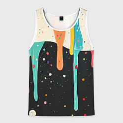 Майка-безрукавка мужская Разноцветные капли текстура, цвет: 3D-белый