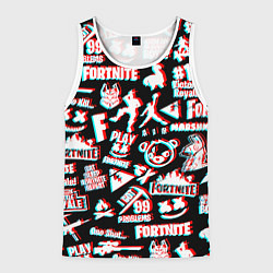 Майка-безрукавка мужская Fortnite glitch game, цвет: 3D-белый