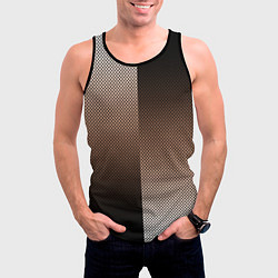 Майка-безрукавка мужская Чёрно-коричневый текстурный градиент пополам, цвет: 3D-черный — фото 2