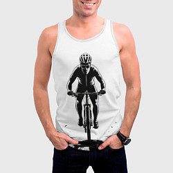 Майка-безрукавка мужская Велосипедист чб, цвет: 3D-белый — фото 2