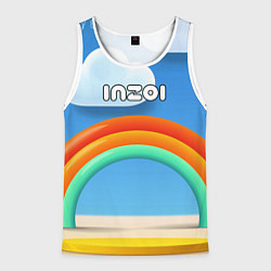Майка-безрукавка мужская Inzoi объемная радуга и облака, цвет: 3D-белый