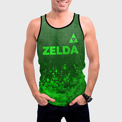 Майка-безрукавка мужская Zelda - green gradient посередине, цвет: 3D-черный — фото 2