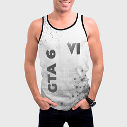 Майка-безрукавка мужская GTA 6 - white gradient вертикально, цвет: 3D-черный — фото 2