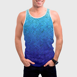 Майка-безрукавка мужская Сине-голубой градиент текстура, цвет: 3D-белый — фото 2