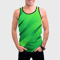 Майка-безрукавка мужская Сочный зелёный абстрактные полосы, цвет: 3D-черный — фото 2
