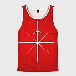 Майка-безрукавка мужская Сабля на красном, цвет: 3D-белый