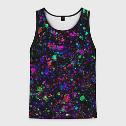 Майка-безрукавка мужская Чёрный с разноцветными брызгами, цвет: 3D-черный