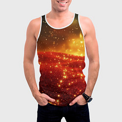 Майка-безрукавка мужская Красно-желтая блестящая текстура, цвет: 3D-белый — фото 2