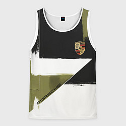 Майка-безрукавка мужская Porsche эмблема, цвет: 3D-белый