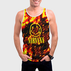 Майка-безрукавка мужская Nirvana огненное лого, цвет: 3D-белый — фото 2