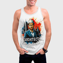 Майка-безрукавка мужская Архитектор на белом, цвет: 3D-белый — фото 2