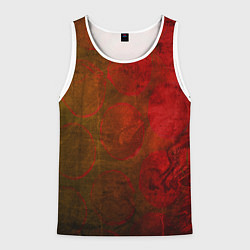 Майка-безрукавка мужская Абстракция - green circles in red, цвет: 3D-белый