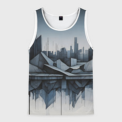 Майка-безрукавка мужская Небоскребы и скалы, цвет: 3D-белый