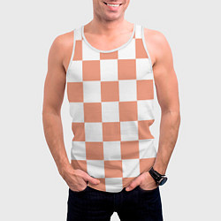 Майка-безрукавка мужская Квадраты оранжевые, цвет: 3D-белый — фото 2