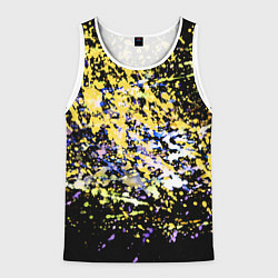 Майка-безрукавка мужская Желто синяя краска на черном, цвет: 3D-белый