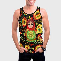 Майка-безрукавка мужская Русский стиль с матрёшкой, цвет: 3D-черный — фото 2