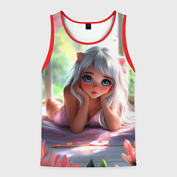 Майка-безрукавка мужская Милая блондинка лежа, цвет: 3D-красный