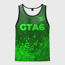 Майка-безрукавка мужская GTA6 - green gradient посередине, цвет: 3D-черный
