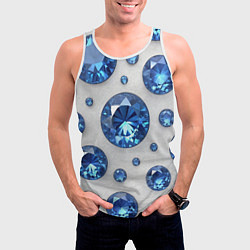 Майка-безрукавка мужская Россыпь сапфиров, цвет: 3D-белый — фото 2