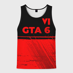 Майка-безрукавка мужская GTA 6 - red gradient посередине, цвет: 3D-черный