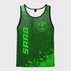 Майка-безрукавка мужская Saab - green gradient вертикально, цвет: 3D-черный