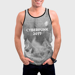 Майка-безрукавка мужская Cyberpunk 2077 - grey gradient посередине, цвет: 3D-черный — фото 2