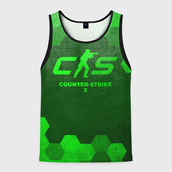 Майка-безрукавка мужская Counter-Strike 2 - green gradient, цвет: 3D-черный