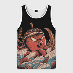 Майка-безрукавка мужская Осьминог такояки, цвет: 3D-белый