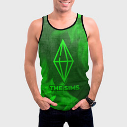 Майка-безрукавка мужская The Sims - green gradient, цвет: 3D-черный — фото 2