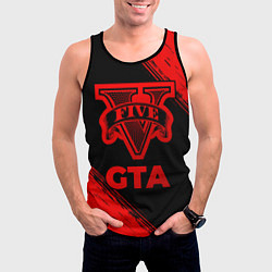 Майка-безрукавка мужская GTA - red gradient, цвет: 3D-черный — фото 2