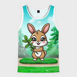 Майка-безрукавка мужская Зайчик с мятой, цвет: 3D-белый