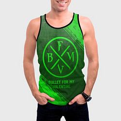 Майка-безрукавка мужская Bullet For My Valentine - green gradient, цвет: 3D-черный — фото 2