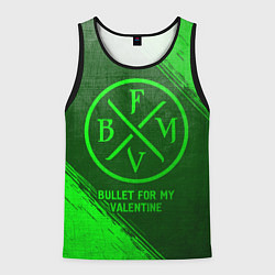 Майка-безрукавка мужская Bullet For My Valentine - green gradient, цвет: 3D-черный