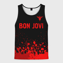 Майка-безрукавка мужская Bon Jovi - red gradient посередине, цвет: 3D-черный