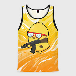 Майка-безрукавка мужская Курица и автомат, цвет: 3D-черный