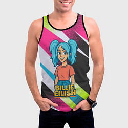 Майка-безрукавка мужская Билли Айлиш в стиле мультфильма, цвет: 3D-черный — фото 2