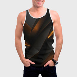 Майка-безрукавка мужская Черная текстура с углами, цвет: 3D-белый — фото 2