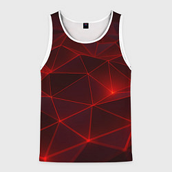 Майка-безрукавка мужская Красные полигоны с неоном, цвет: 3D-белый