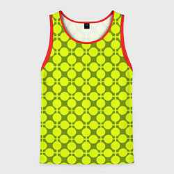 Майка-безрукавка мужская Желто зеленый неоновый узор ретро в горох, цвет: 3D-красный