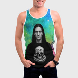 Майка-безрукавка мужская Bones без зрачков держит череп в руках, цвет: 3D-белый — фото 2