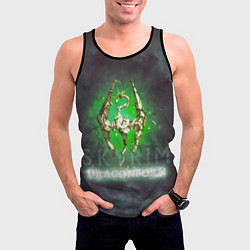 Майка-безрукавка мужская Skyrim gold logo Dragonborn, цвет: 3D-черный — фото 2