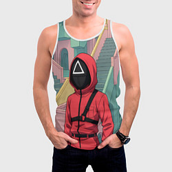 Майка-безрукавка мужская Игра в кальмара - страж в аниме стиле, цвет: 3D-белый — фото 2