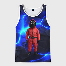 Майка-безрукавка мужская Игра в кальмара страж треугольник, цвет: 3D-белый