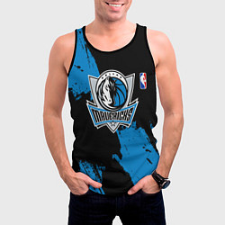Майка-безрукавка мужская Даллас Маверикс - брызги краски, цвет: 3D-черный — фото 2